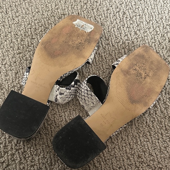 Marc Fisher Black and White Snakeskin Sandals - Picture 3 of 3